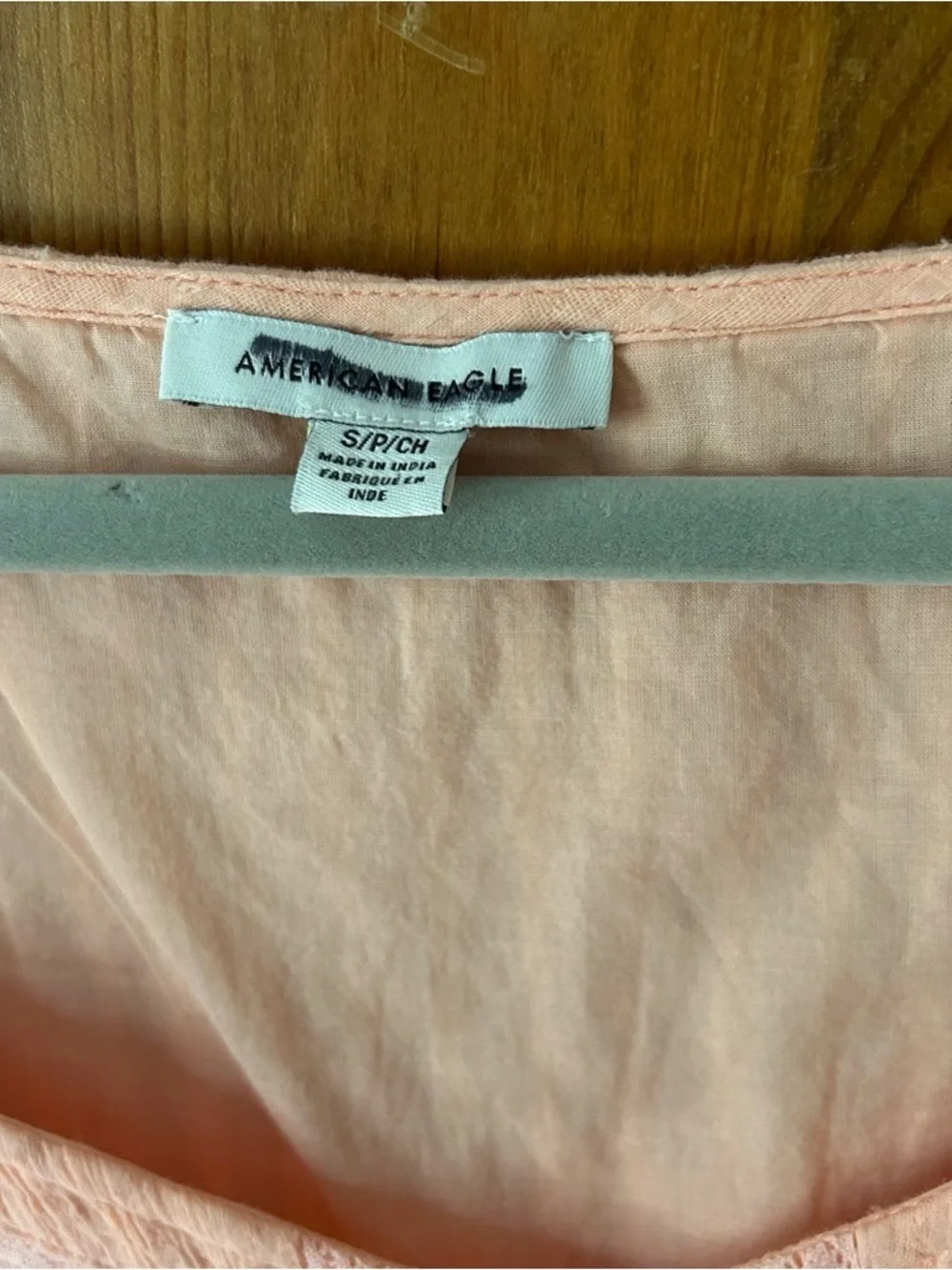 American Eagle Outfitters Coral Lace-Trim Peasant Tunic